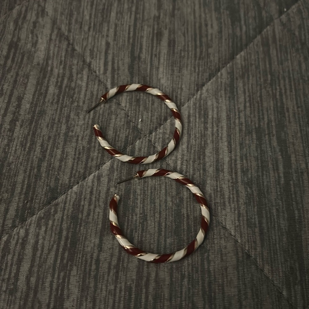 American Eagle Outfitters Candy Cane Inspired Hoop Earrings